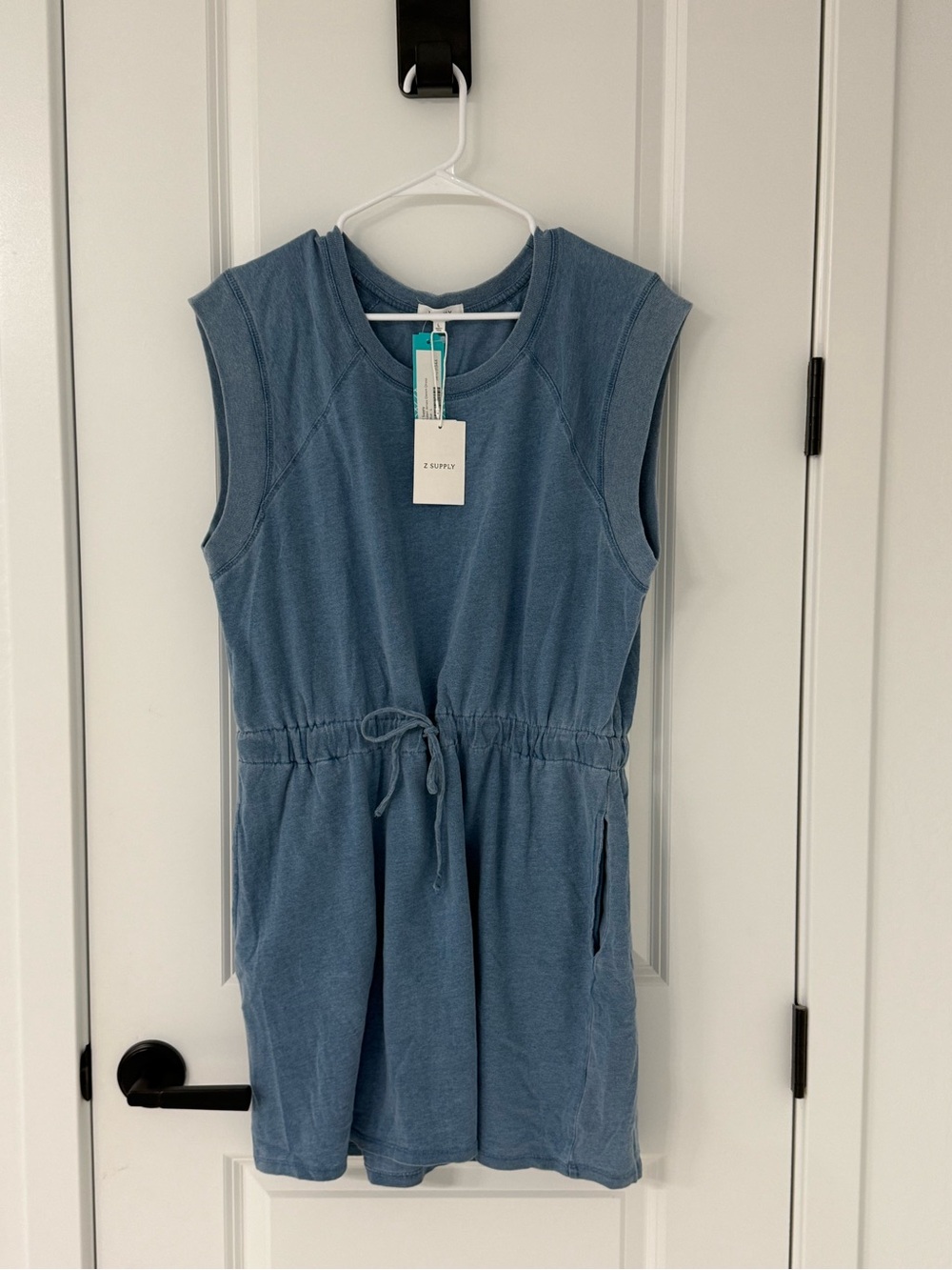 Z Supply Girls' Washed Blue Sleeveless Drawstring Dress